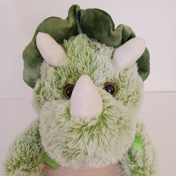 Dan Dee Dinosaur Baby Triceratops Green Plush Bow Tie Stuffed Animal Toy 17" - Picture 2 of 10